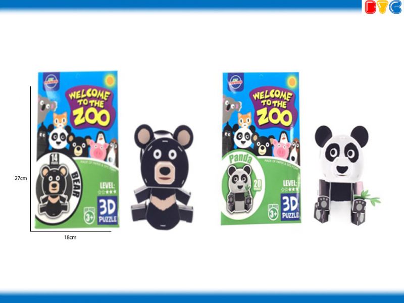 PUZZLE 3D ANIMALES OSO Y PANDA